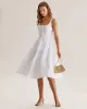 White Jacquard Shirred Slip Midi Dress sold by rihoas