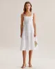 White Jacquard Shirred Slip Midi Dress sold by rihoas