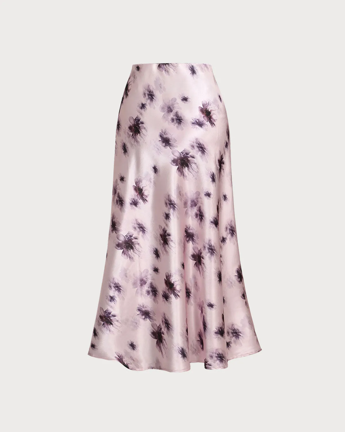 Pink Floral Elastic Waist Straight Midi Skirt sold by rihoas product image thumbnail 2