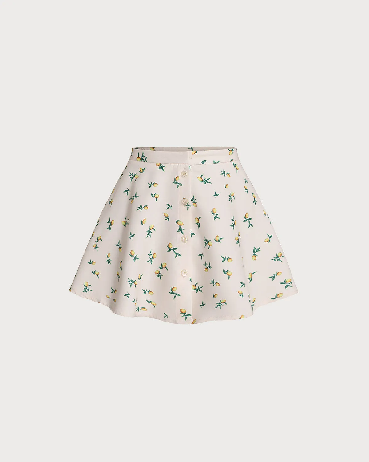 Beige Floral A-Line Mini Skirt sold by rihoas