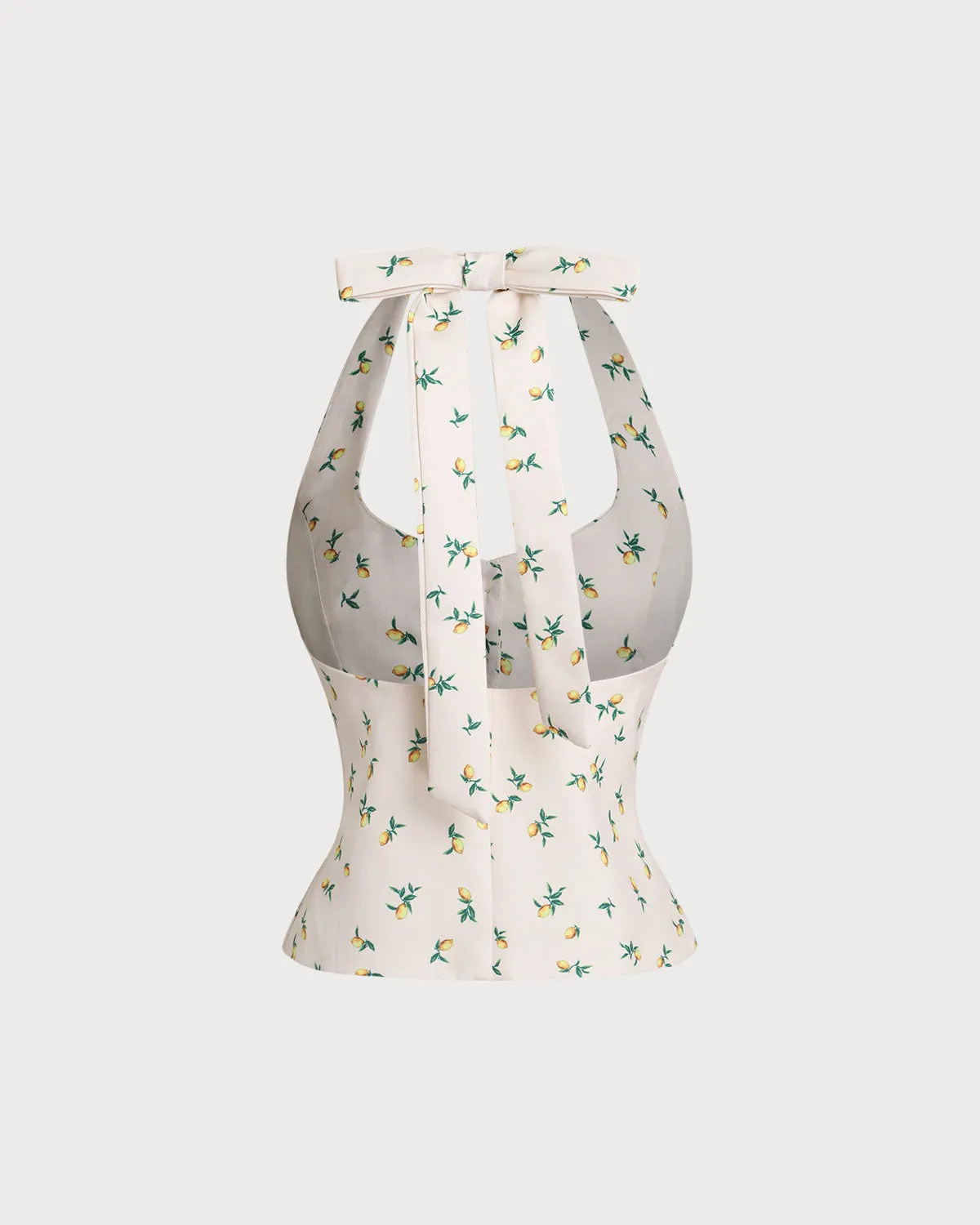 Beige Floral Halter Cami Top sold by rihoas product image thumbnail 2