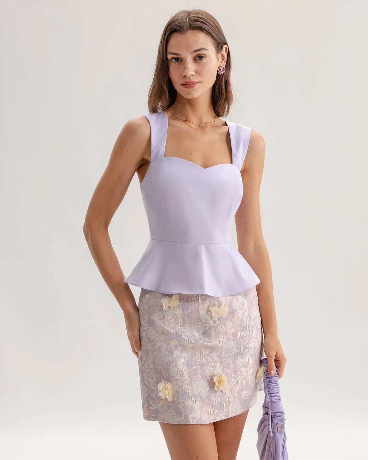 Purple Sweetheart Neck Tank Top sold by rihoas