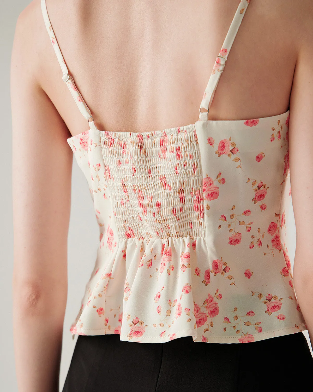 Pink Floral Cropped Cami Top sold by rihoas product image thumbnail 2