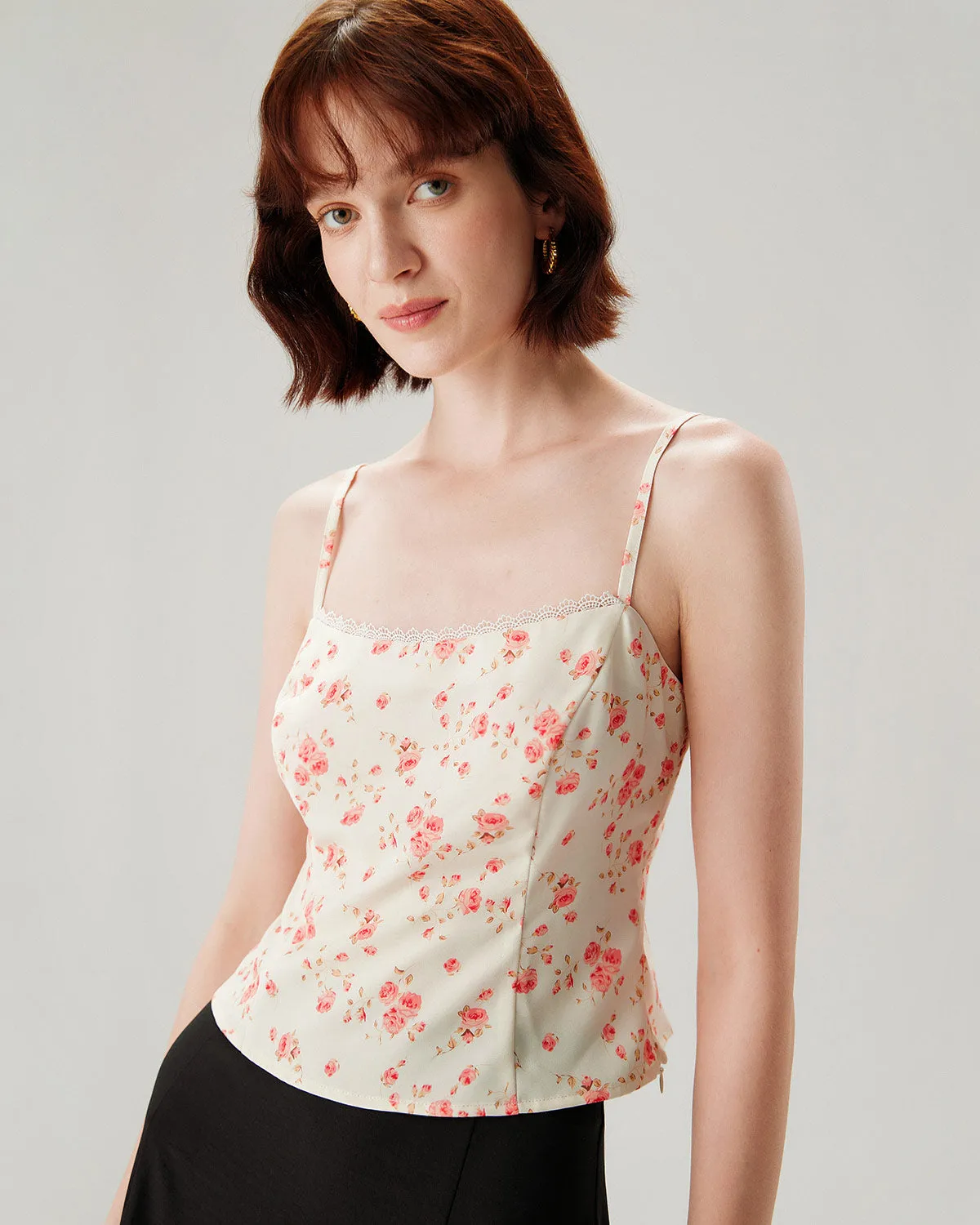 Pink Floral Cropped Cami Top sold by rihoas