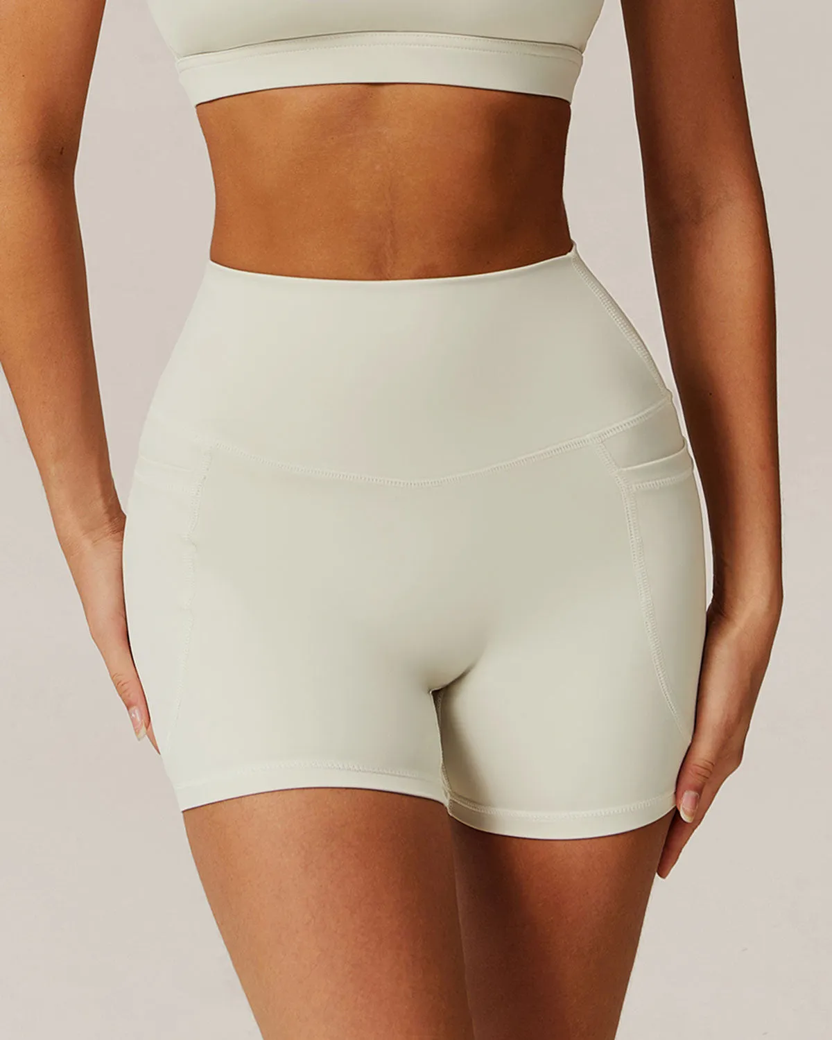 Apricot Pocket High Waisted Yoga Shorts sold by rihoas