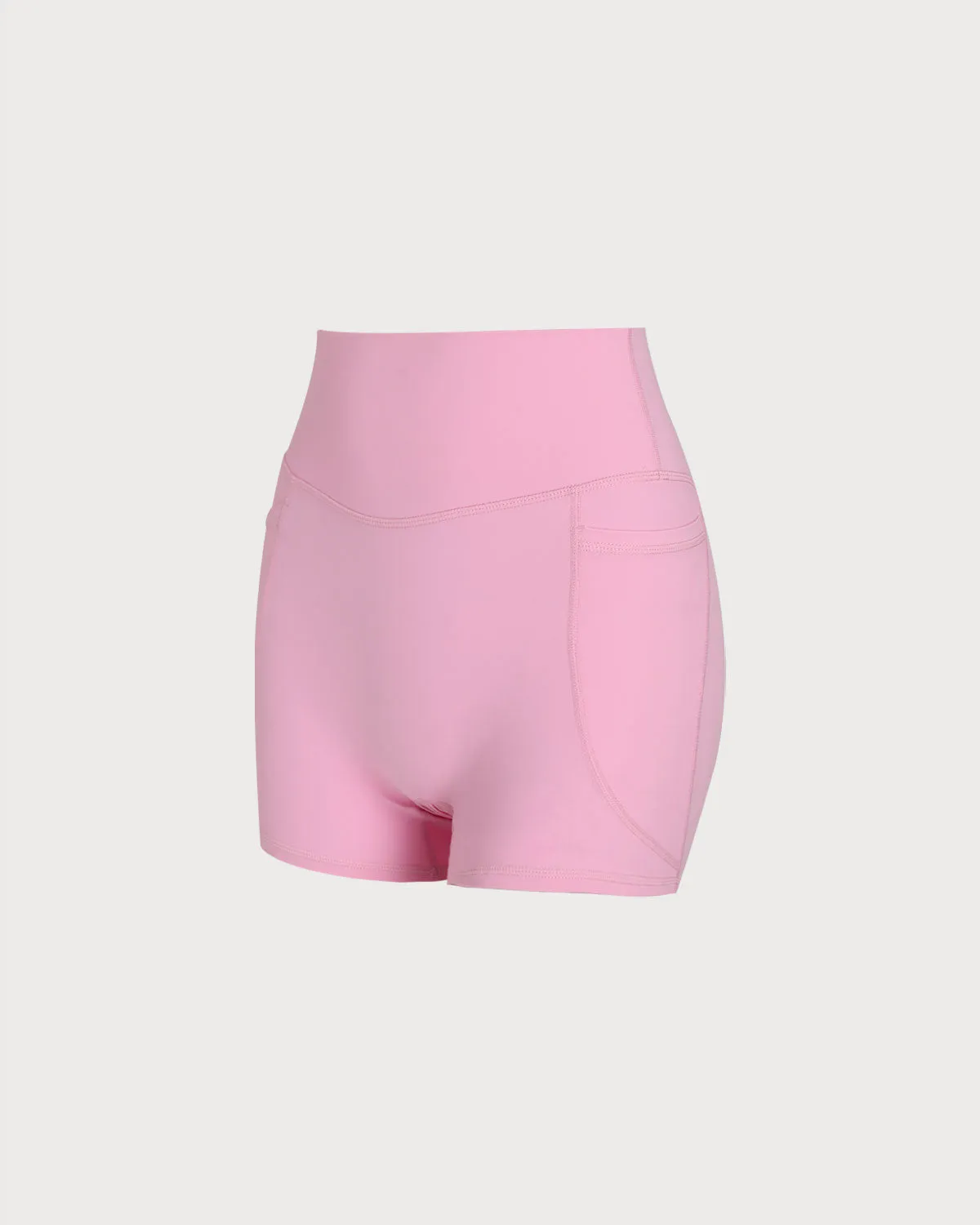 Pink Pocket High Waisted Yoga Shorts sold by rihoas product image thumbnail 5