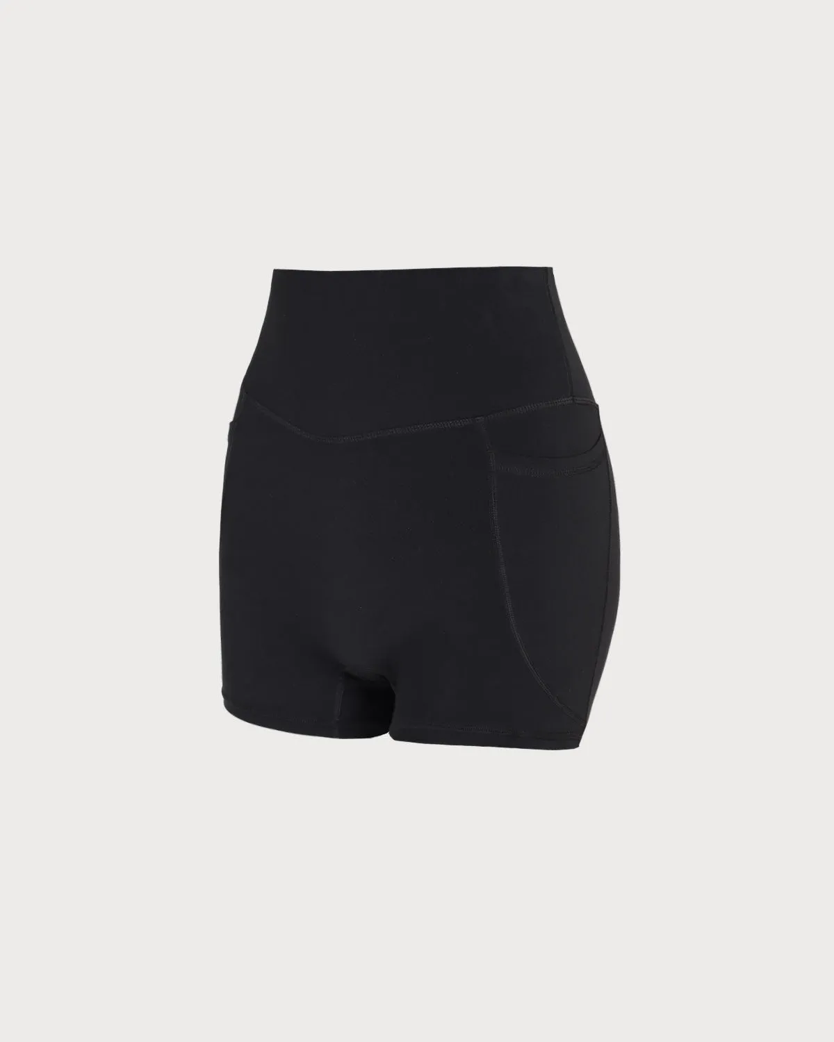 Black Pocket High Waisted Yoga Shorts sold by rihoas product image thumbnail 5