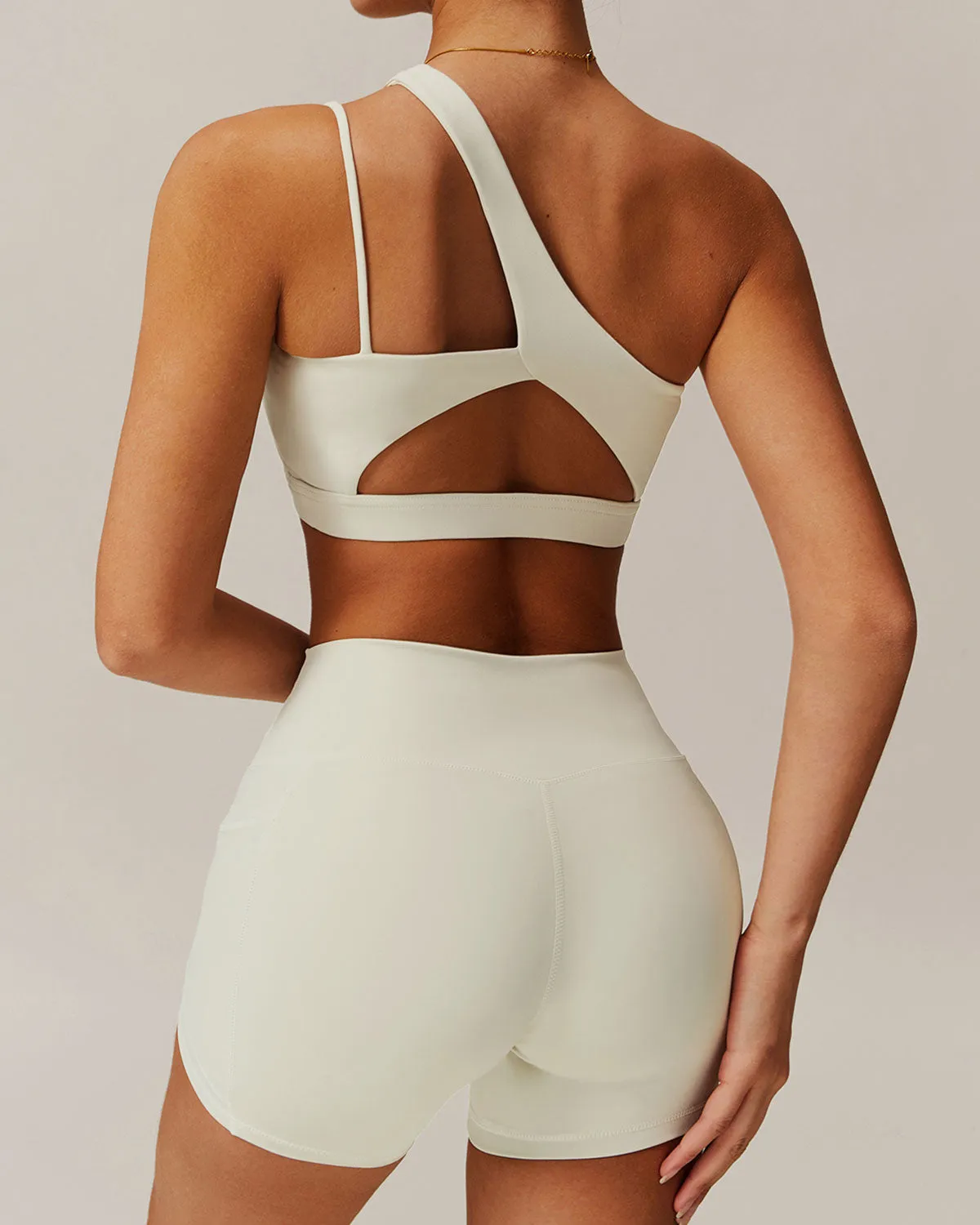 Apricot Cropped One Shoulder Yoga Cami Top sold by rihoas product image thumbnail 4