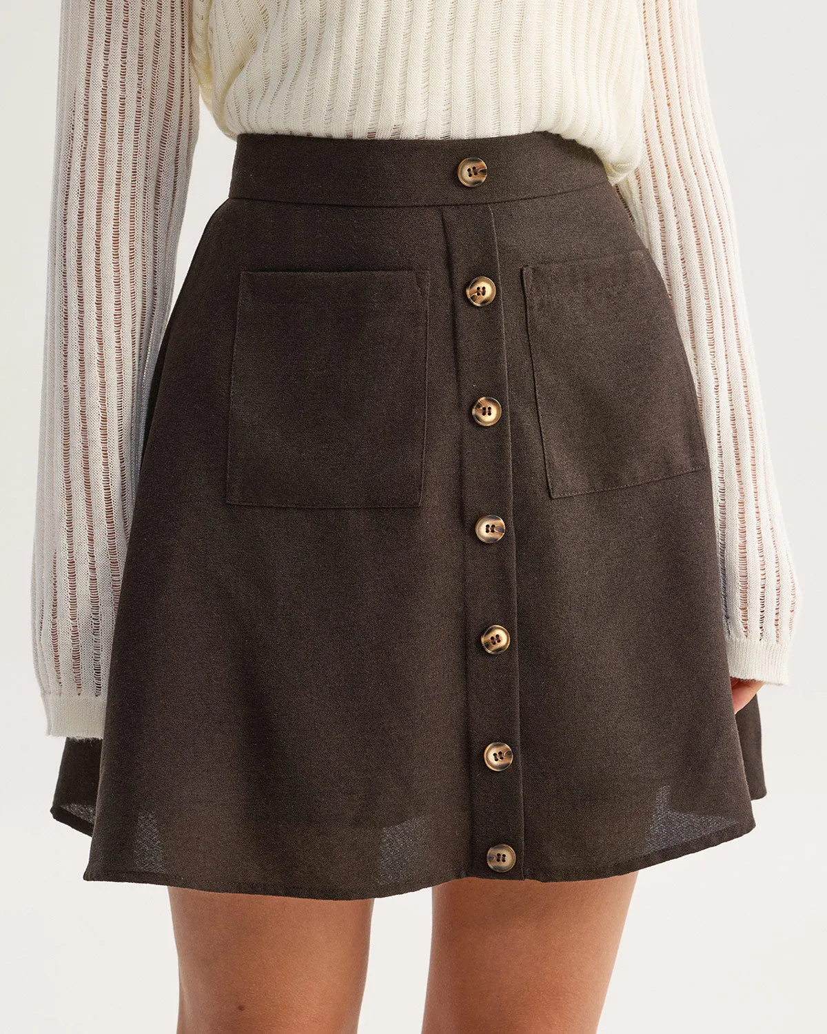 Brown Pocket High Waisted Skirt sold by rihoas