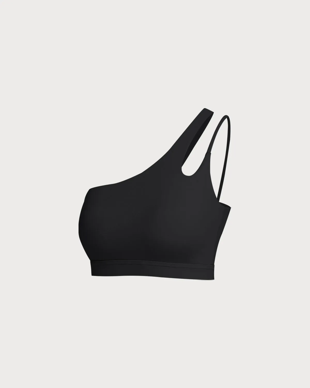 Black Cropped One Shoulder Yoga Cami Top - Light Support sold by rihoas product image thumbnail 5