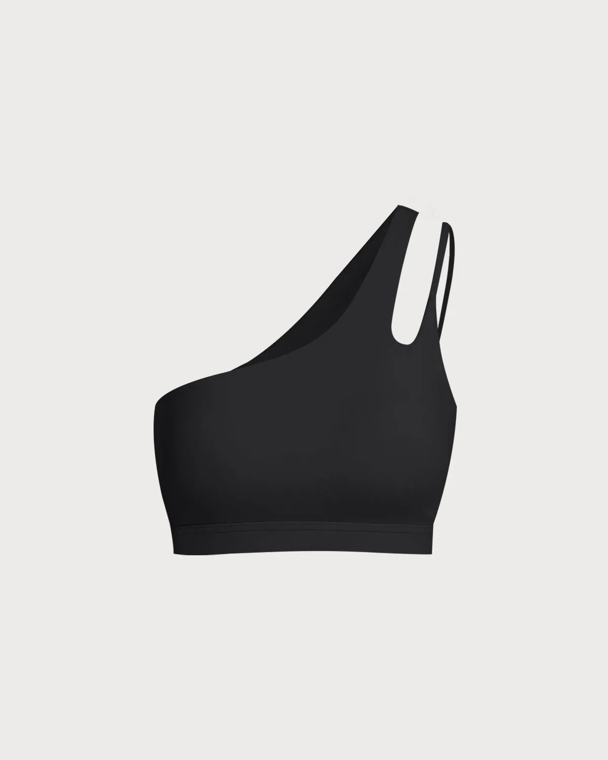 Black Cropped One Shoulder Yoga Cami Top - Light Support sold by rihoas product image thumbnail 4