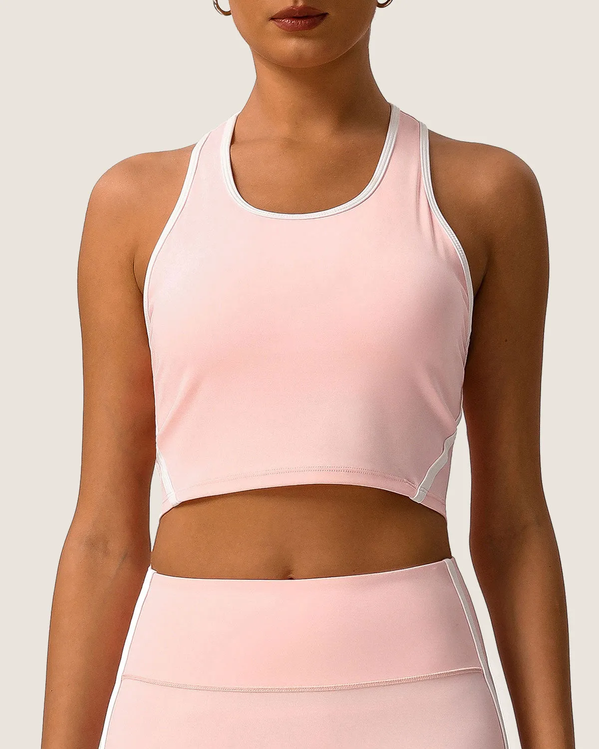 Pink Scoop Neck Yoga Tank Top - Light Support sold by rihoas