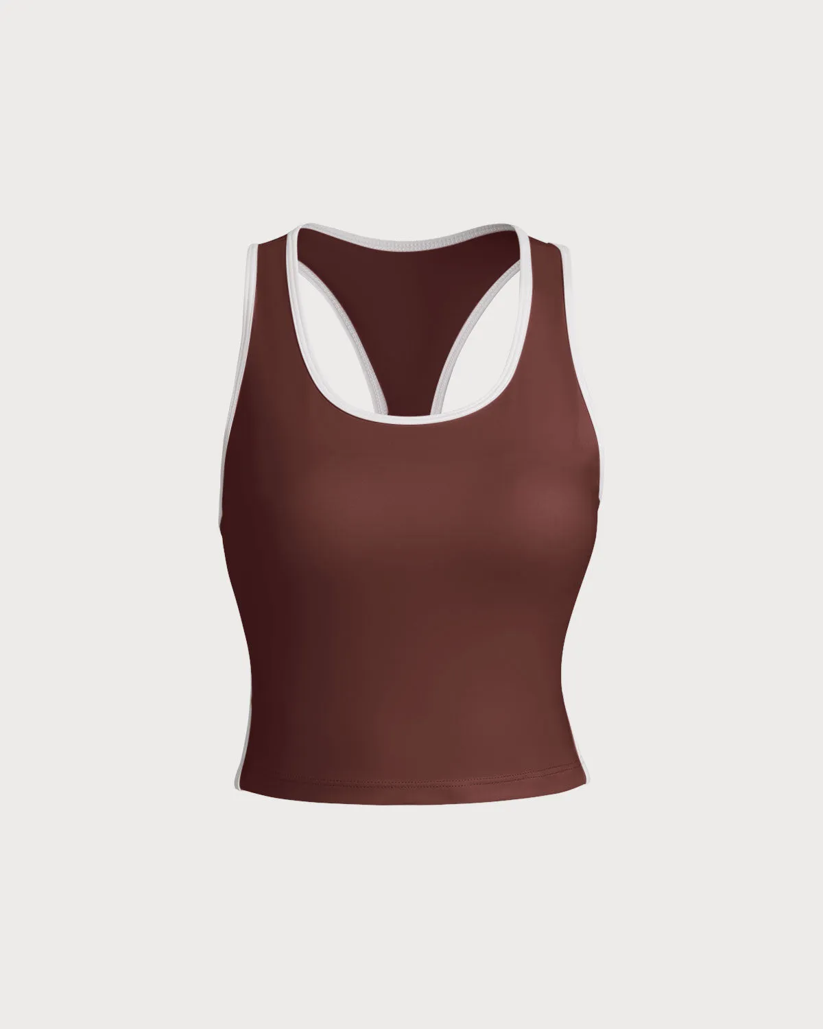 Brown Scoop Neck Yoga Tank Top - Light Support sold by rihoas product image thumbnail 4