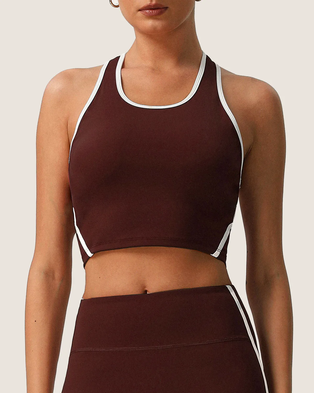 Brown Scoop Neck Yoga Tank Top - Light Support sold by rihoas