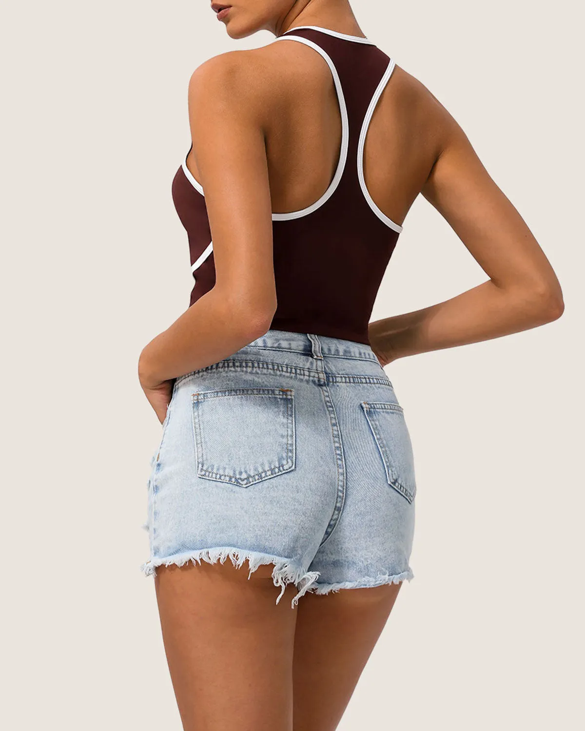 Brown Scoop Neck Yoga Tank Top - Light Support sold by rihoas product image thumbnail 2