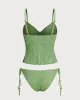 Green Lace Ruched Tankini Swimsuit sold by rihoas