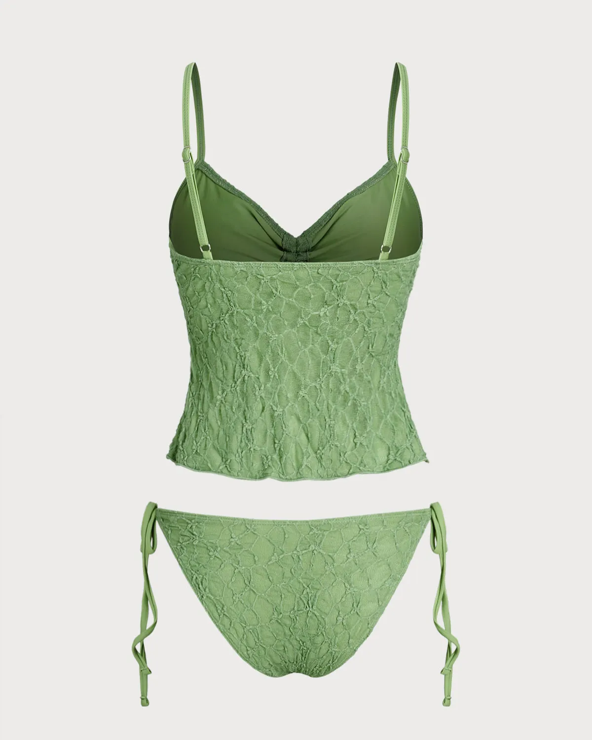 Green Lace Ruched Tankini Swimsuit sold by rihoas product image thumbnail 2