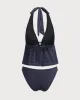 Black Deep V Neck Plaid Tankini Swimsuit sold by rihoas