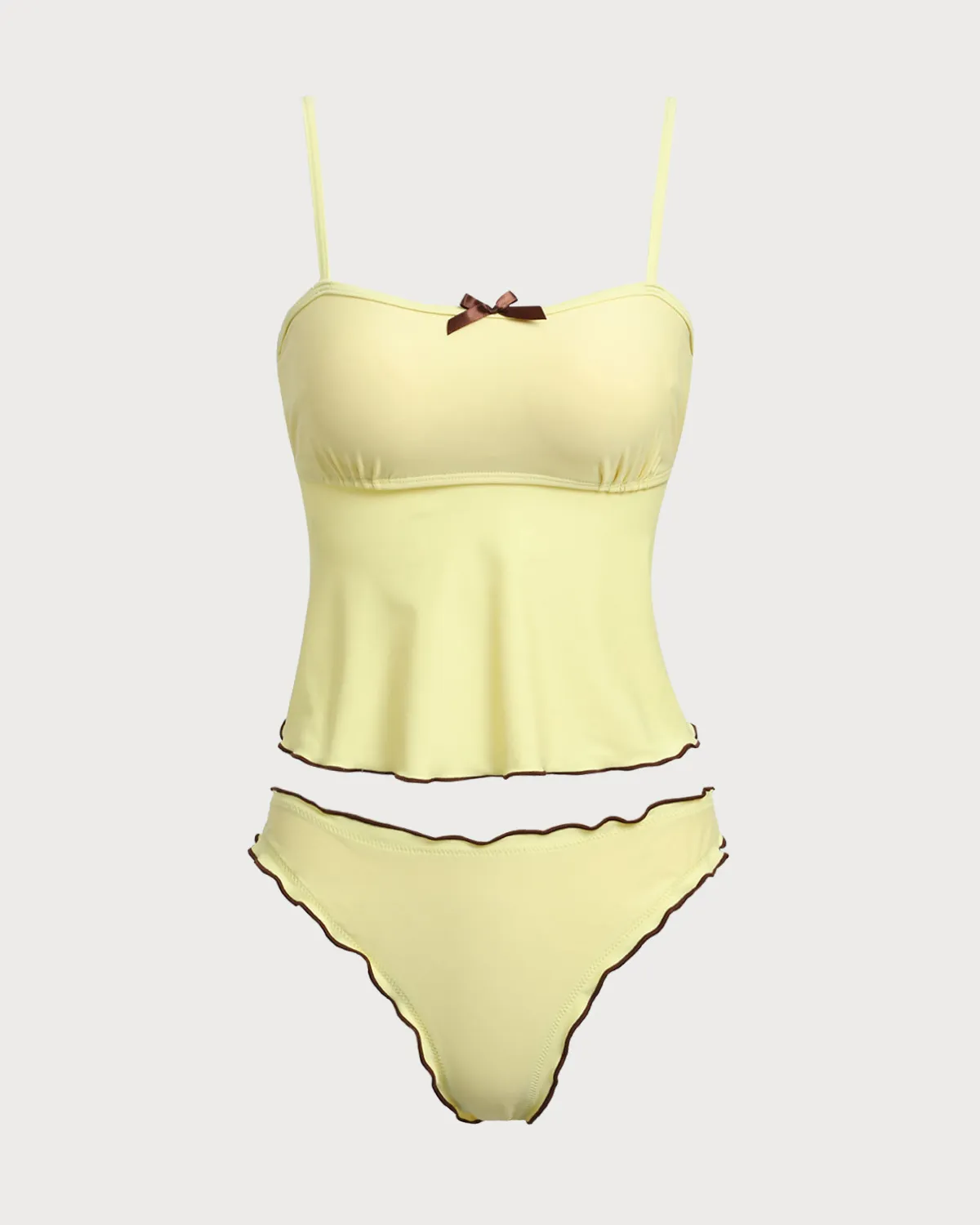 Yellow Contrasting Tankini Swimsuit sold by rihoas