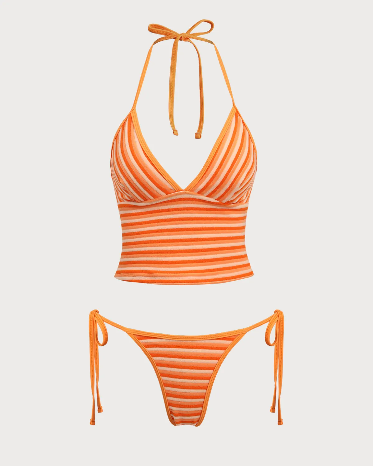 Orange Striped Tankini Swimsuit sold by rihoas