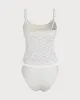 White Ruched Mesh Flower Tankini Swimsuit sold by rihoas