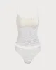 White Ruched Mesh Flower Tankini Swimsuit sold by rihoas