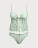 Green Knitted Cutout Tie-Front Tankini Swimsuit sold by rihoas