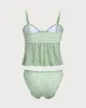 Green Knitted Cutout Tie-Front Tankini Swimsuit sold by rihoas