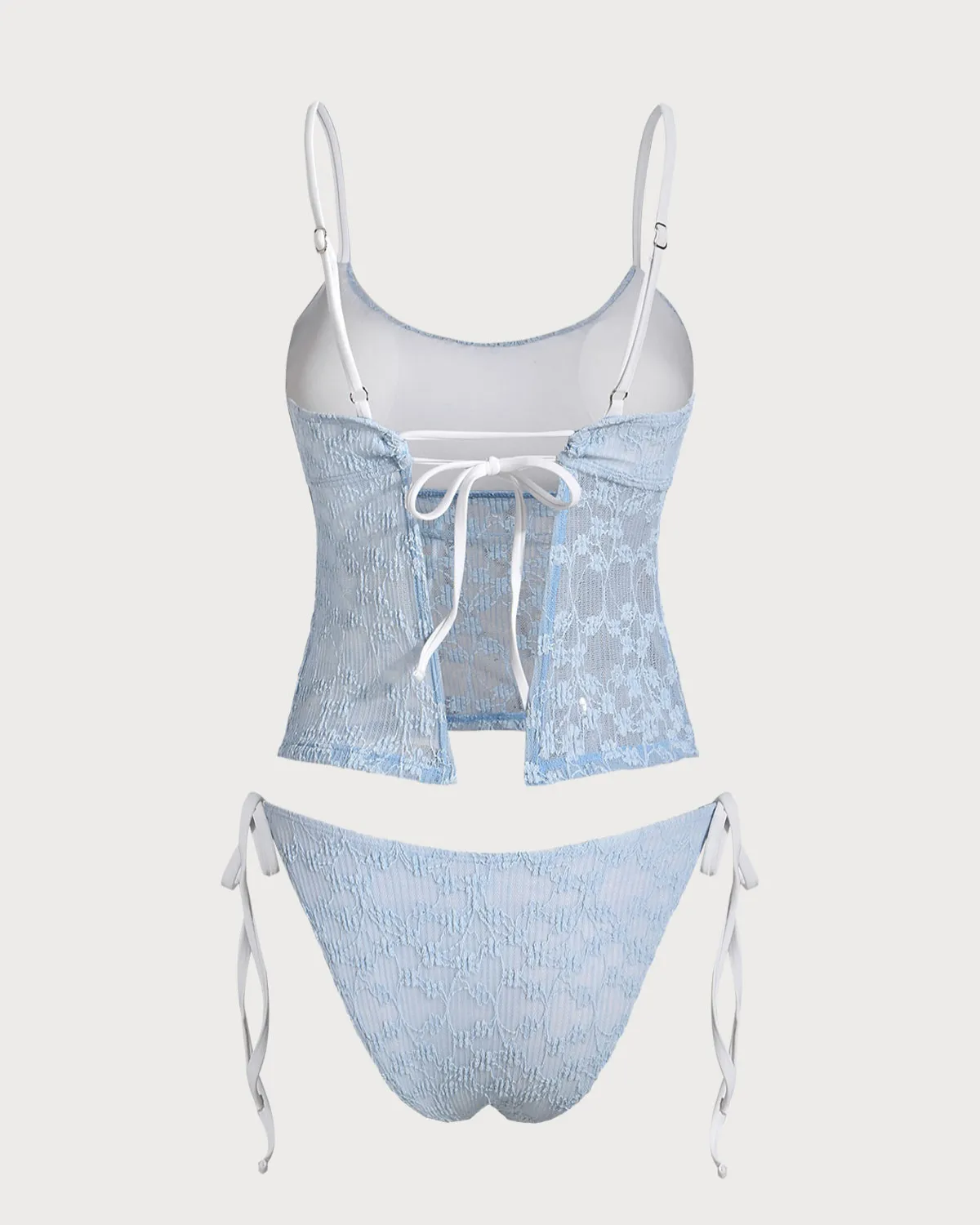 Blue Lace Contrast Tankini Swimsuit sold by rihoas product image thumbnail 2