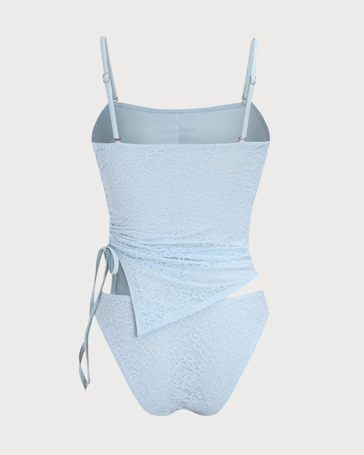 Blue Ruched Lace Tankini Swimsuit sold by rihoas product image thumbnail 2