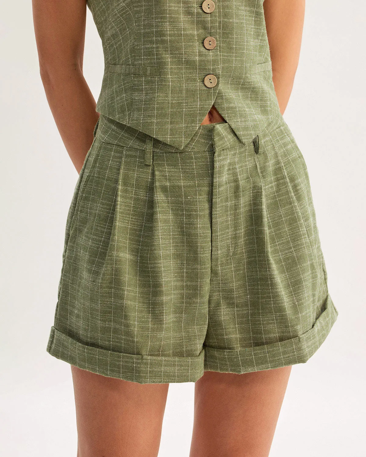 Green Striped Pocket Shorts sold by rihoas