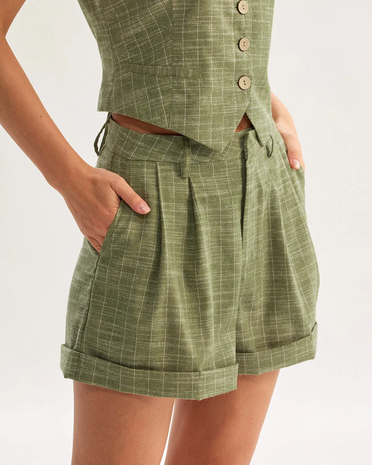 Green Striped Pocket Shorts sold by rihoas product image thumbnail 2