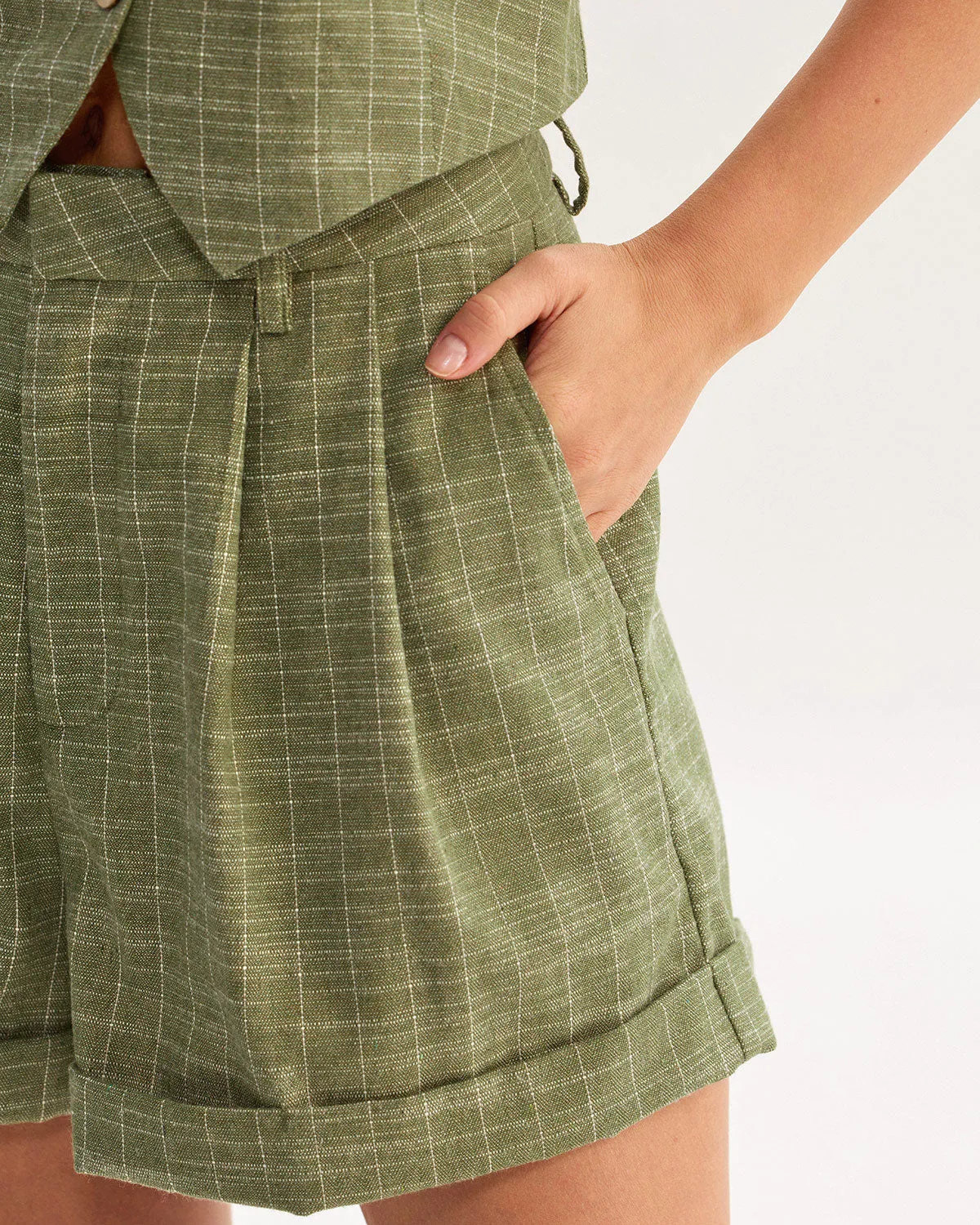 Green Striped Pocket Shorts sold by rihoas product image thumbnail 3