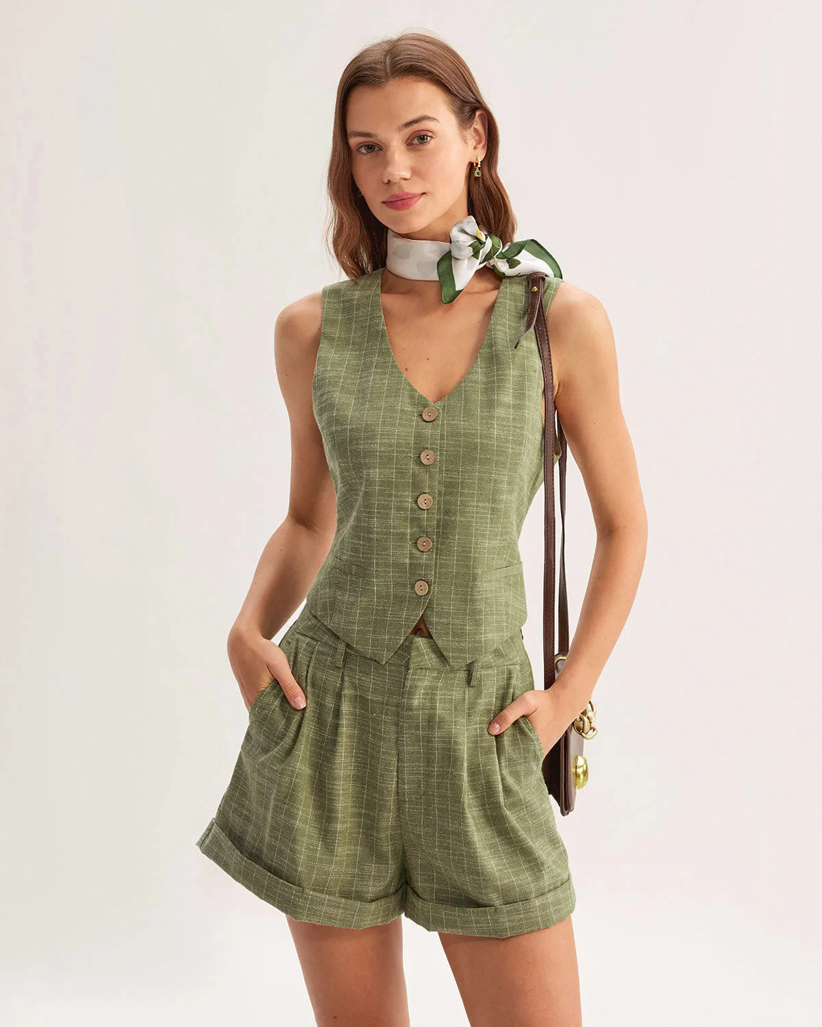 Green Striped Scoop Neck Vest sold by rihoas
