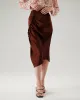 Coffee Ruched Pencil Midi Skirt sold by rihoas