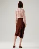Coffee Ruched Pencil Midi Skirt sold by rihoas