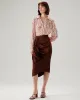 Coffee Ruched Pencil Midi Skirt sold by rihoas