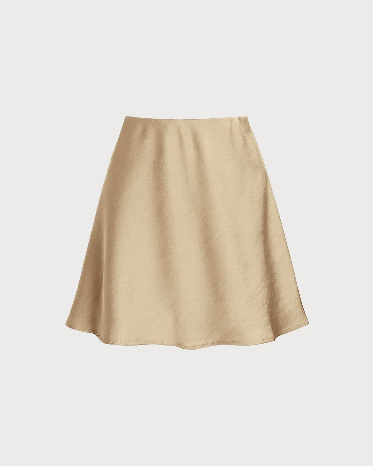 Apricot Satin Elastic Waist A-Line Mini Skirt sold by rihoas product image thumbnail 5