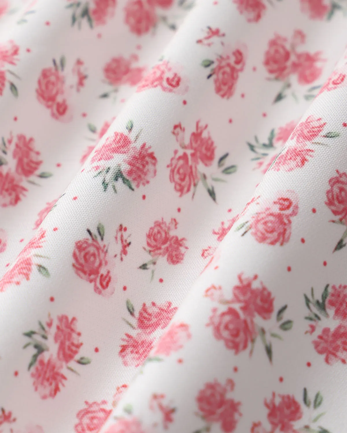 Pink Floral Square Neck Pleated Midi Dress sold by rihoas product image thumbnail 3