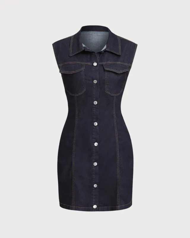 Blue Denim Sleeveless Mini Dress sold by rihoas