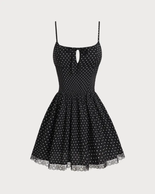 Black Polka Dot Slip Mini Dress sold by rihoas