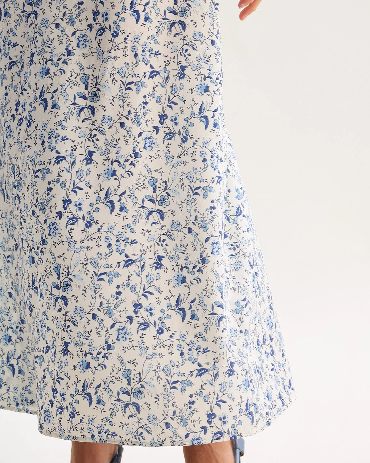 Blue Floral Slip Maxi Dress sold by rihoas product image thumbnail 3