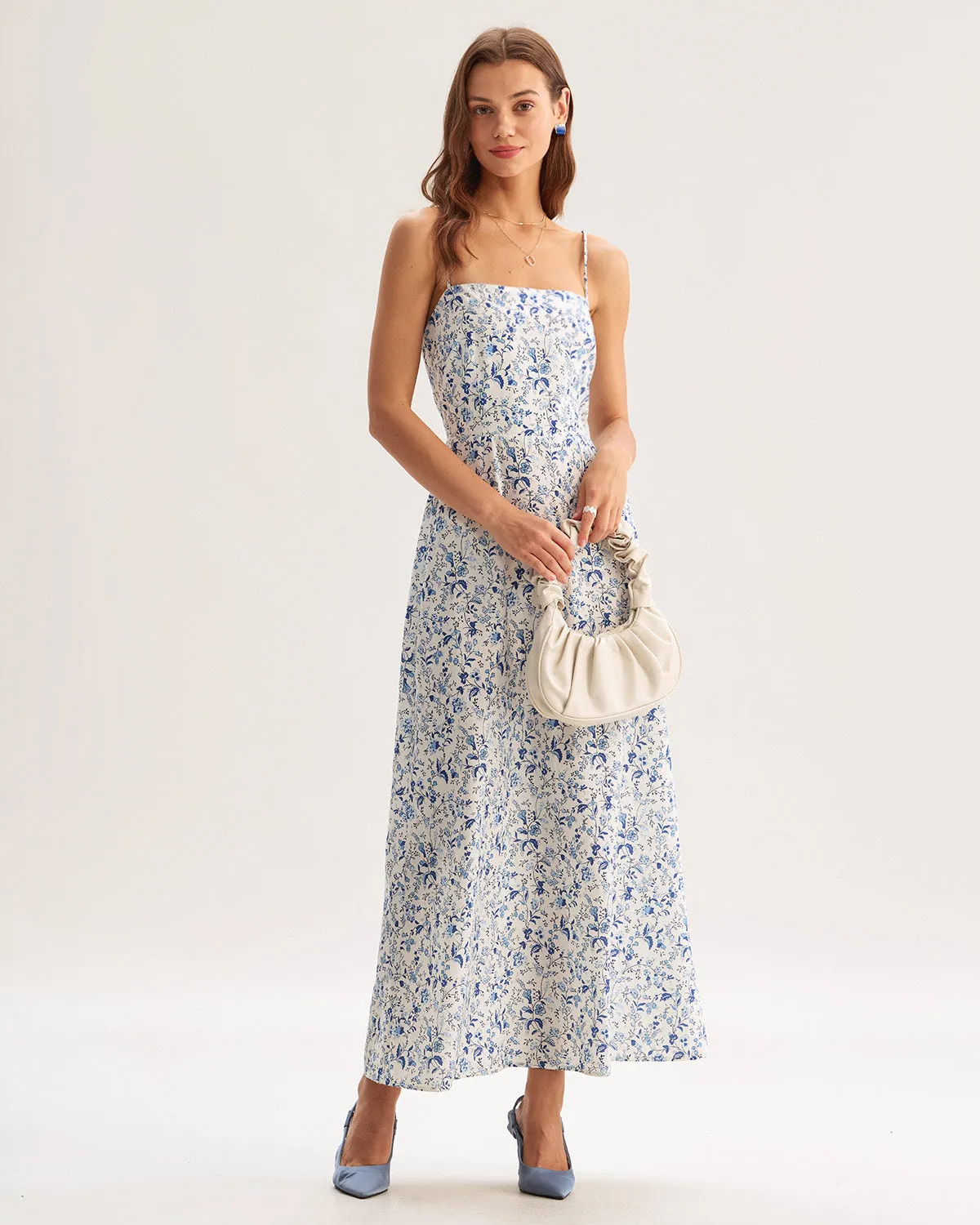 Blue Floral Slip Maxi Dress sold by rihoas