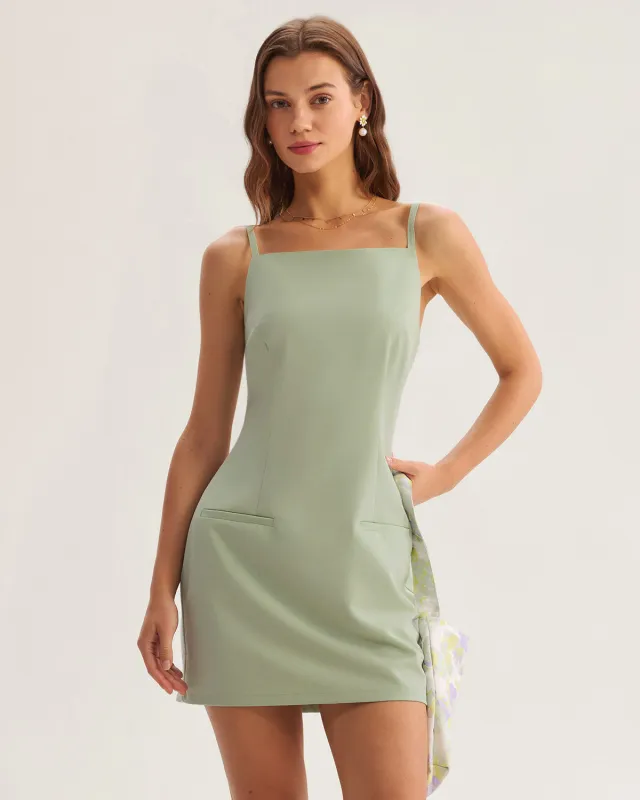 Green Square Neck Slip Mini Dress sold by rihoas