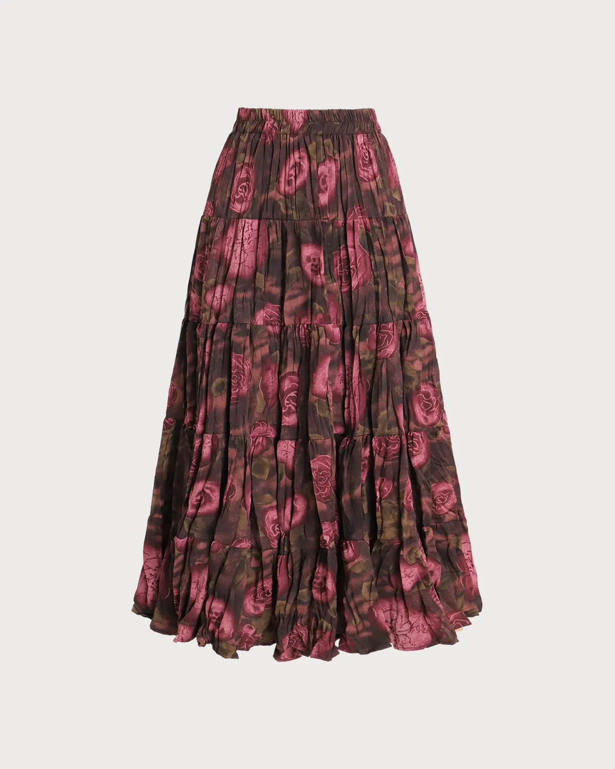 Floral Elastic Waist Pleated Midi Skirt sold by rihoas product image thumbnail 5