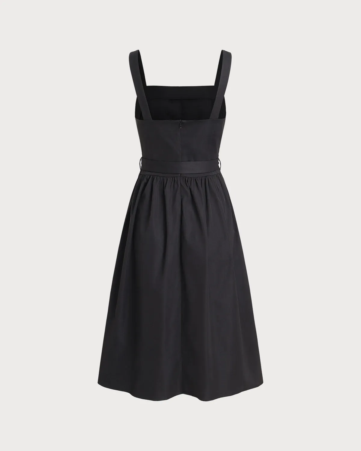 Black Square Neck Ruched Slip Midi Dress sold by rihoas product image thumbnail 2