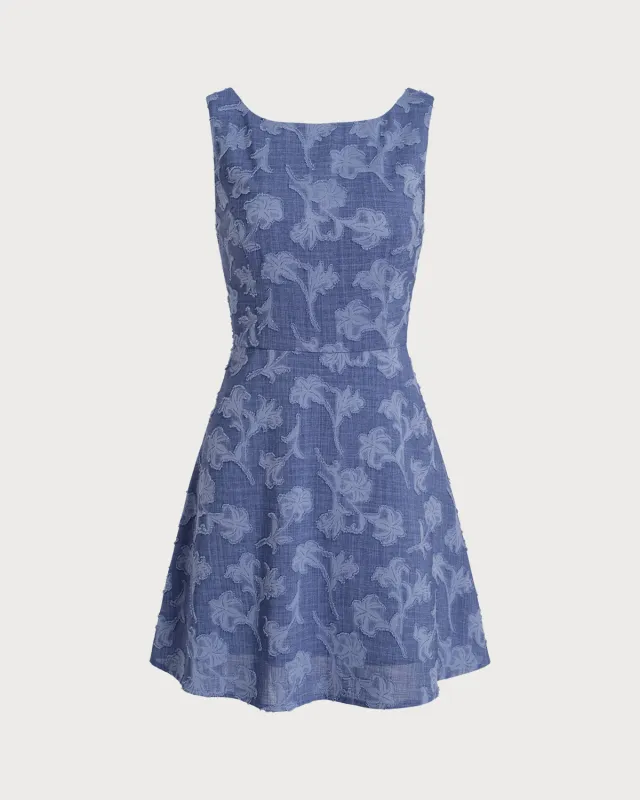 Blue Round Neck Sleeveless Mini Dress sold by rihoas