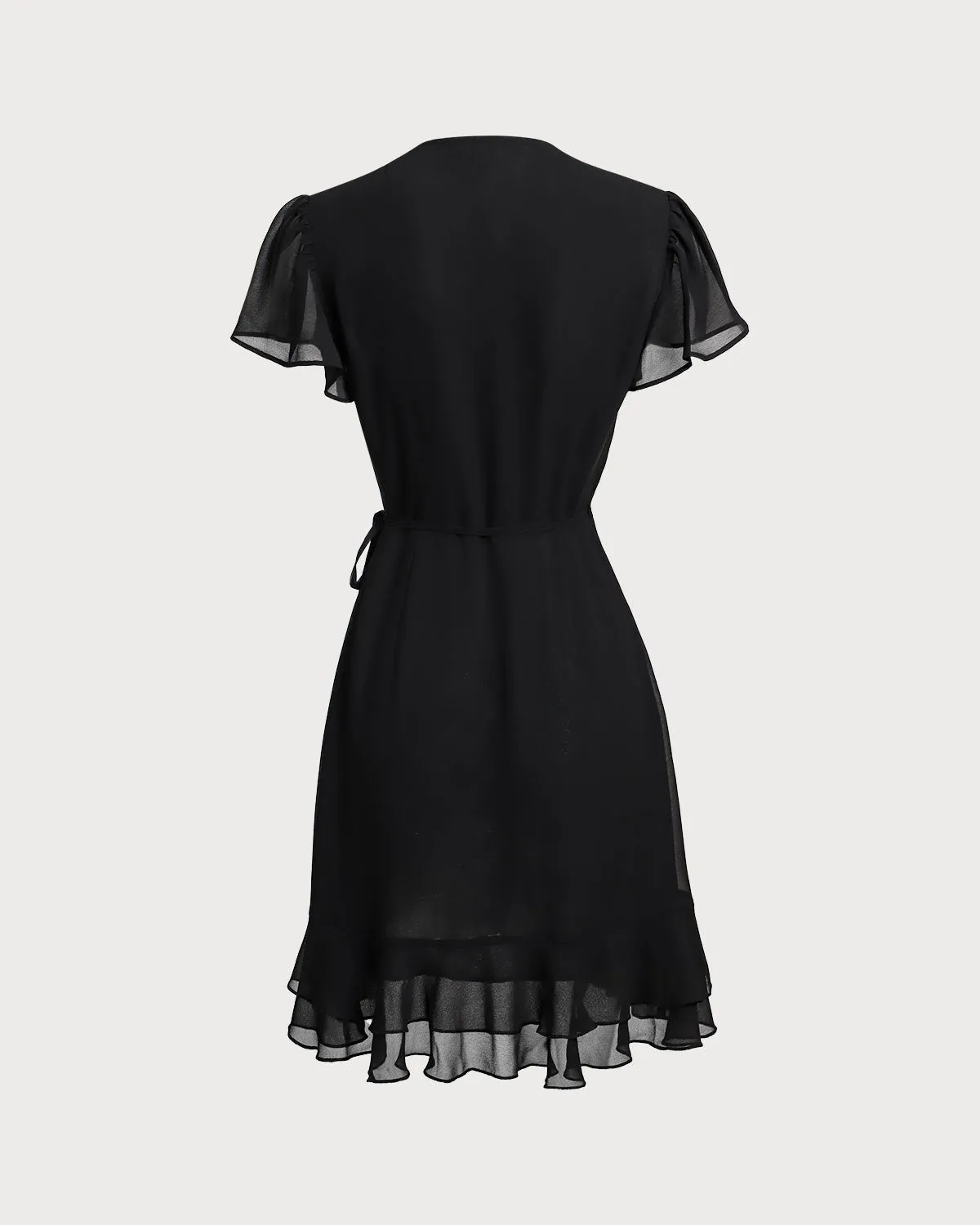 Black V Neck Chiffon Mini Dress sold by rihoas product image thumbnail 2