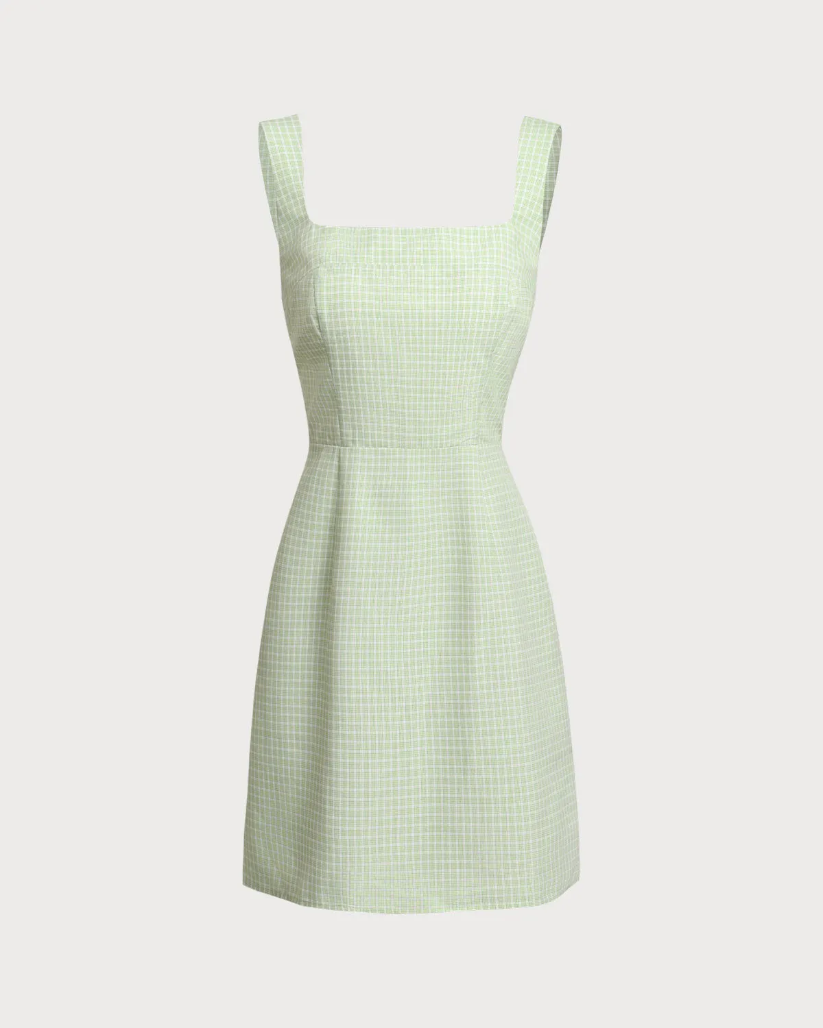 Green Plaid Square Neck Slip Mini Dress sold by rihoas