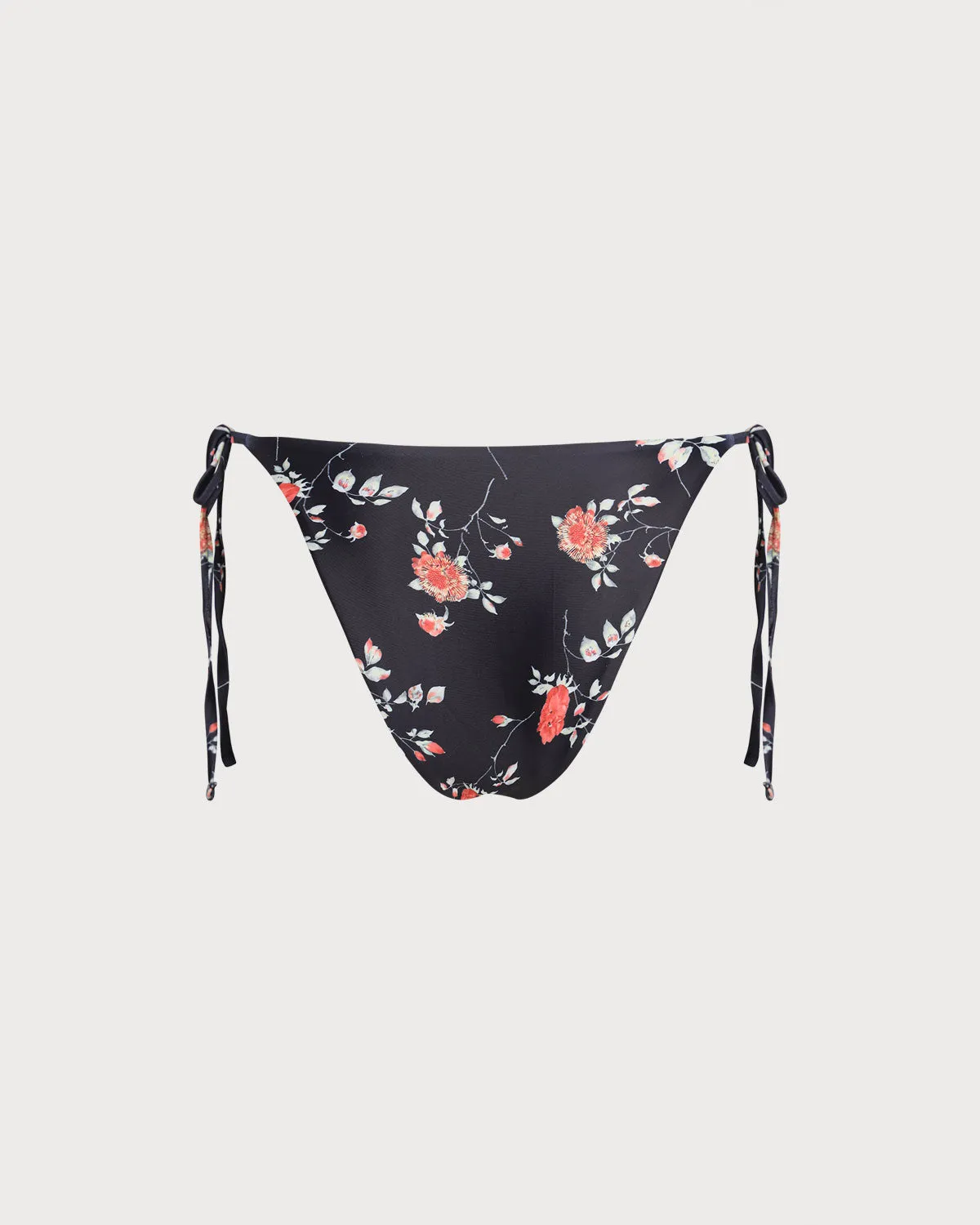 Black Floral Drawstring Bikini Bottom sold by rihoas product image thumbnail 2